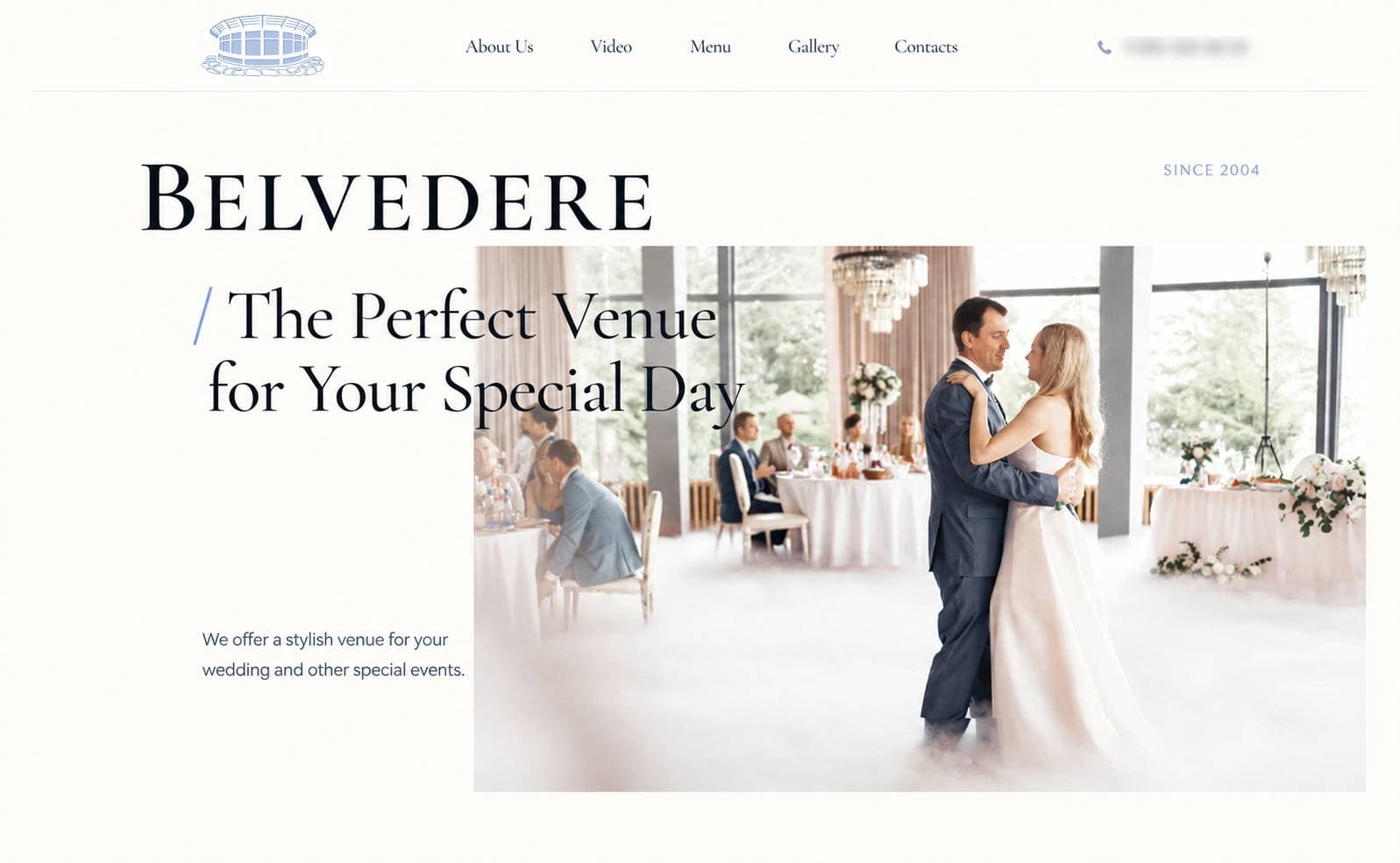 Belvedere fine-dining and events venue website